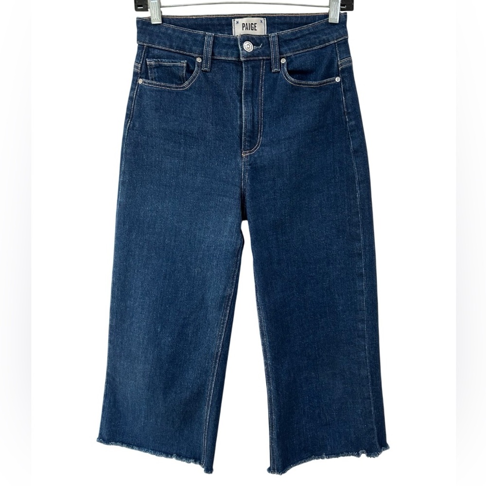 Paige women’s Clarice Culotte Raw Hem Jeans 25 Santana wash blue stretch